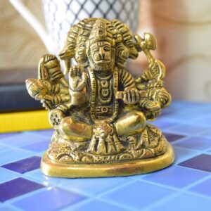 Antiq Small Sitting Panchmukhi Hanuman Figurine For Office or Home and worship